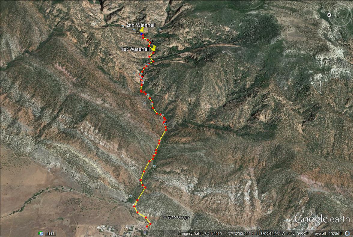 Kanarra Falls trail map