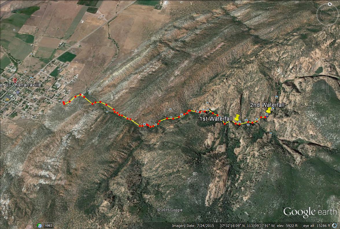 Kanarra Falls trail map