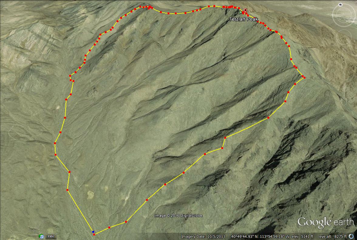 Tetzlaff Peak, Tetzlaff Peak hiking guide, Silver Island Mountains, Tetzlaff Peak map