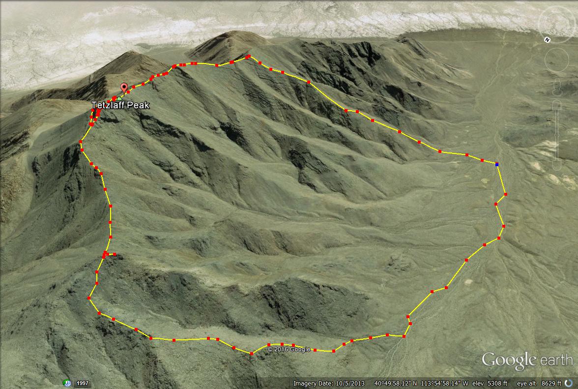 Tetzlaff Peak, Tetzlaff Peak hiking guide, Silver Island Mountains, Tetzlaff Peak map