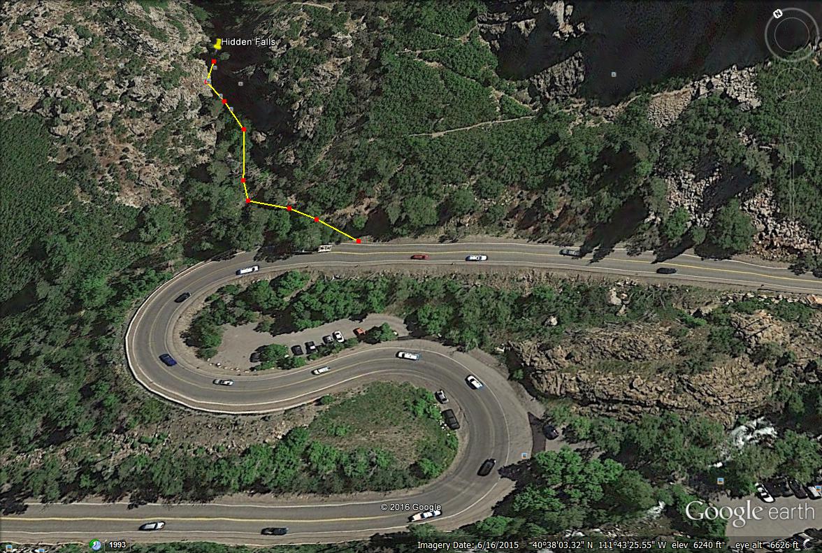 Hidden Falls Big Cottonwood Canyon, Hidden Falls trail map