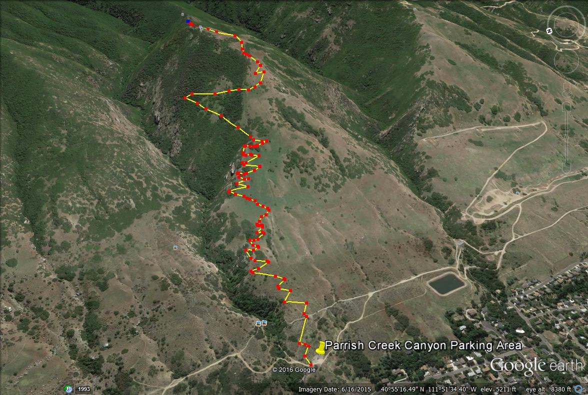 Parrish Canyon Trail map, Parrish Creek Trail map