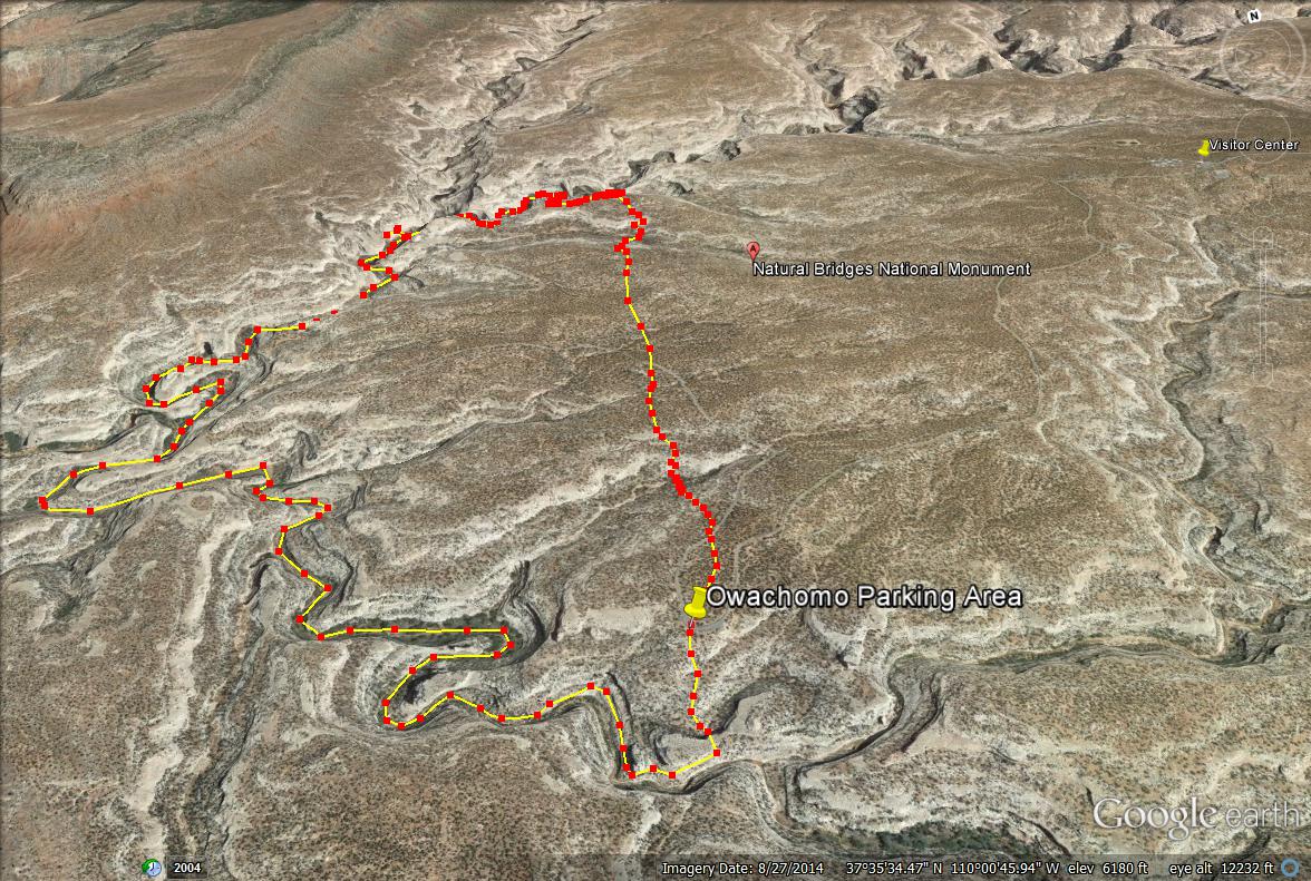 Natural Bridges National Monument, Utah. Loop Trail Natural Bridge Map