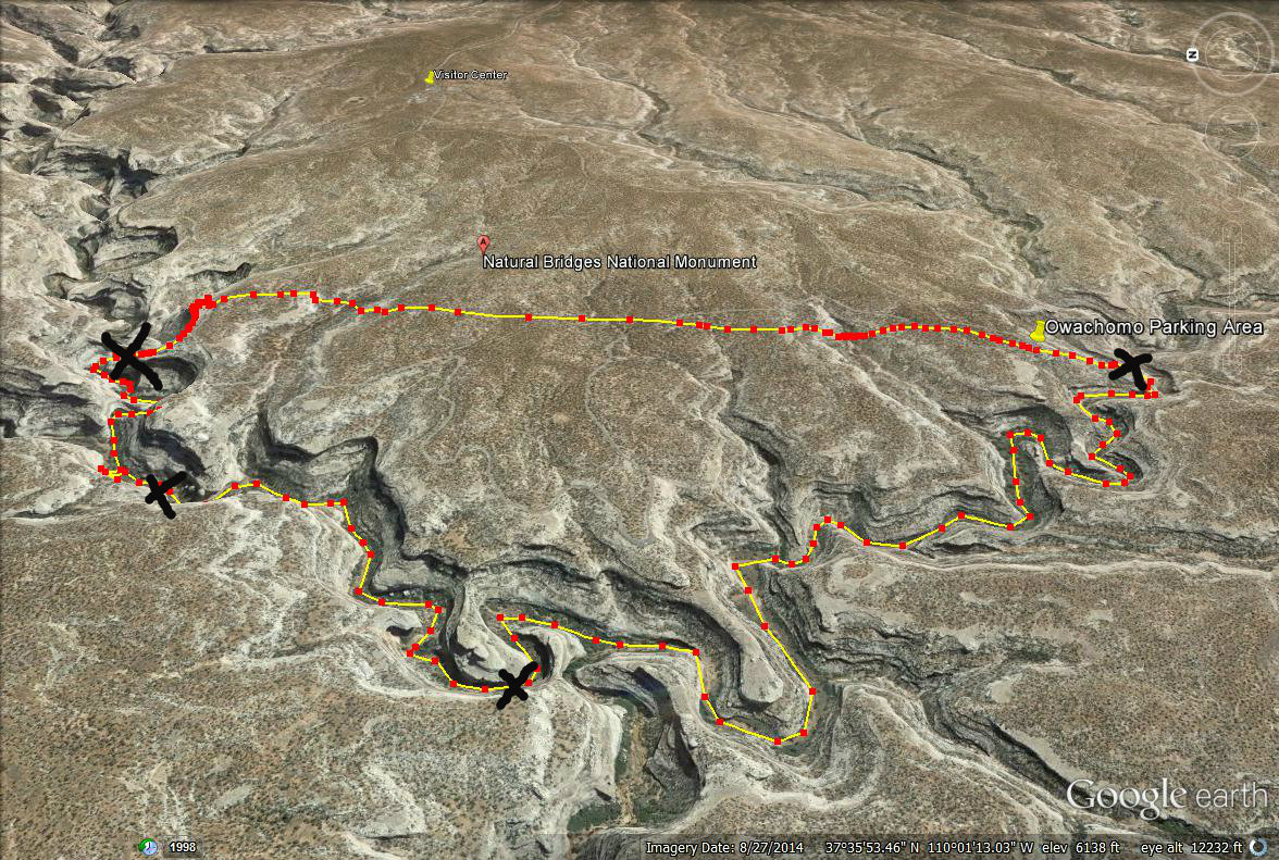 Natural Bridges National Monument, Utah. Loop Trail Natural Bridge Map