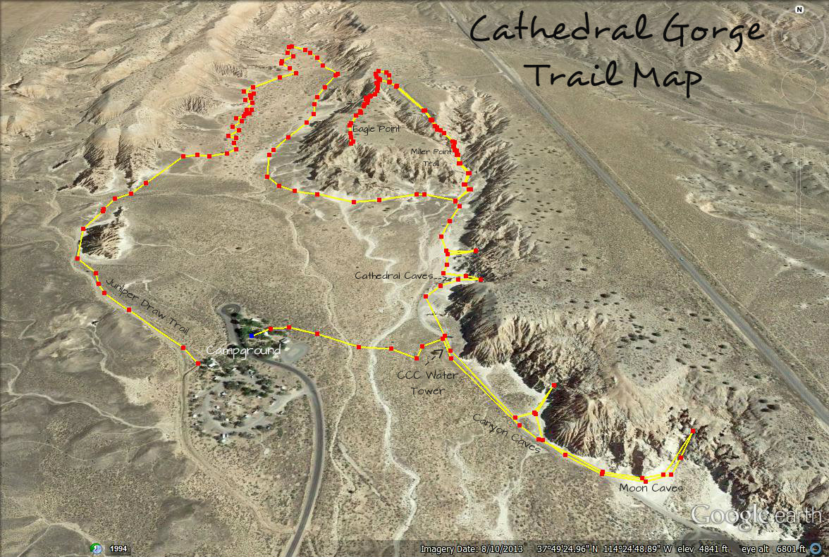 Cathedral Gorge State Park Trails Map