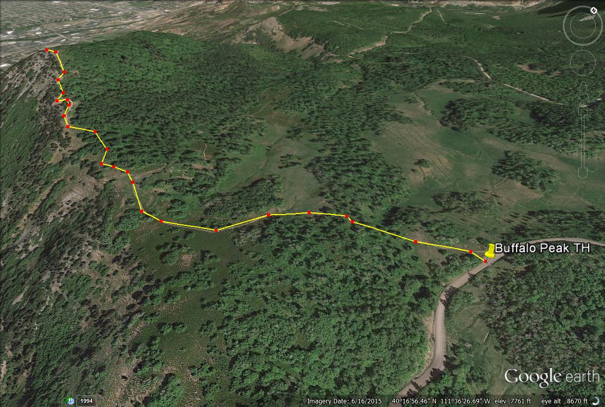 Buffalo Peak, Utah trail map