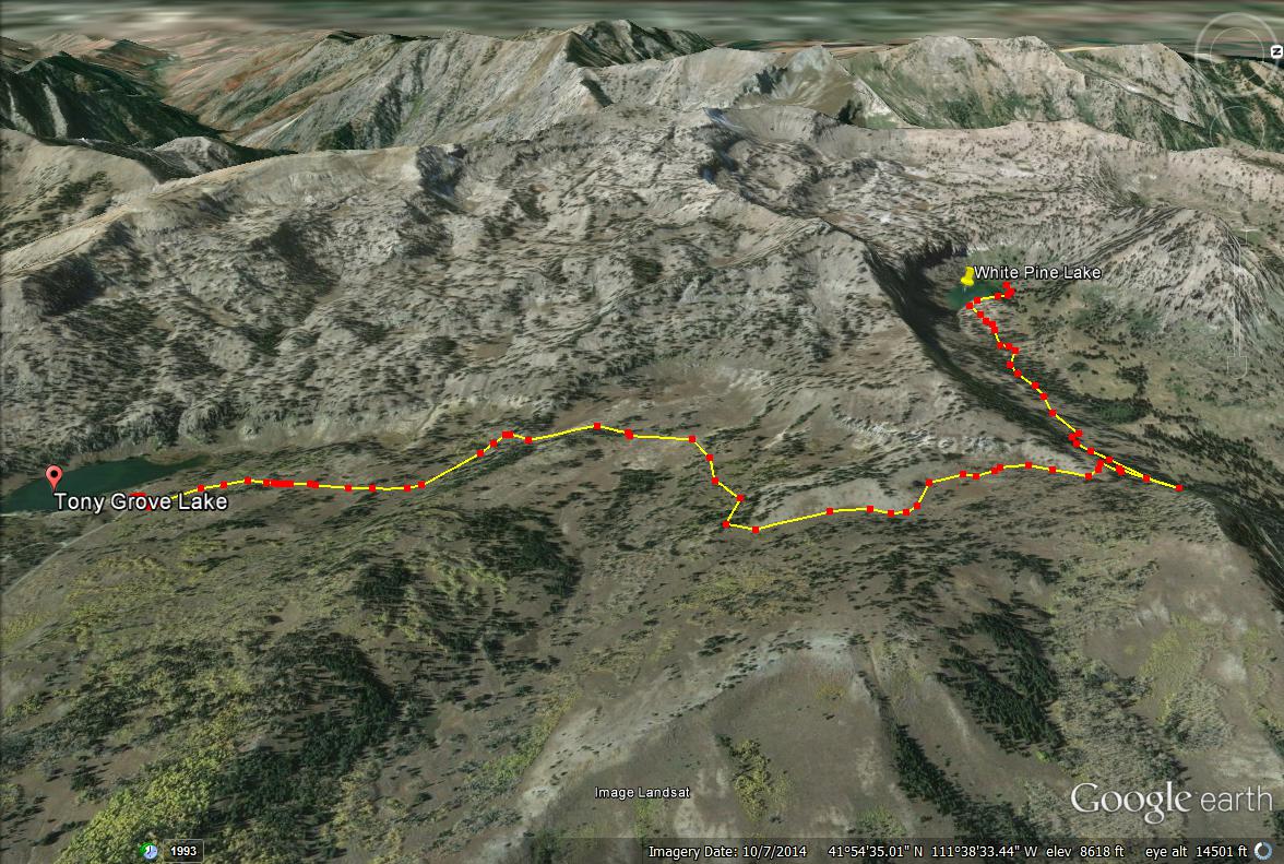 White Pine Lake, Logan Canyon trail map