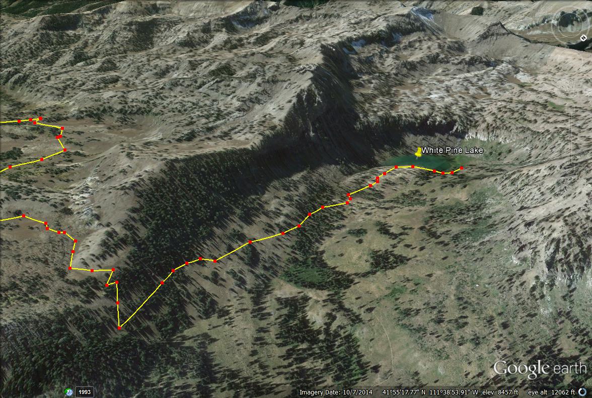 White Pine Lake, Logan Canyon trail map