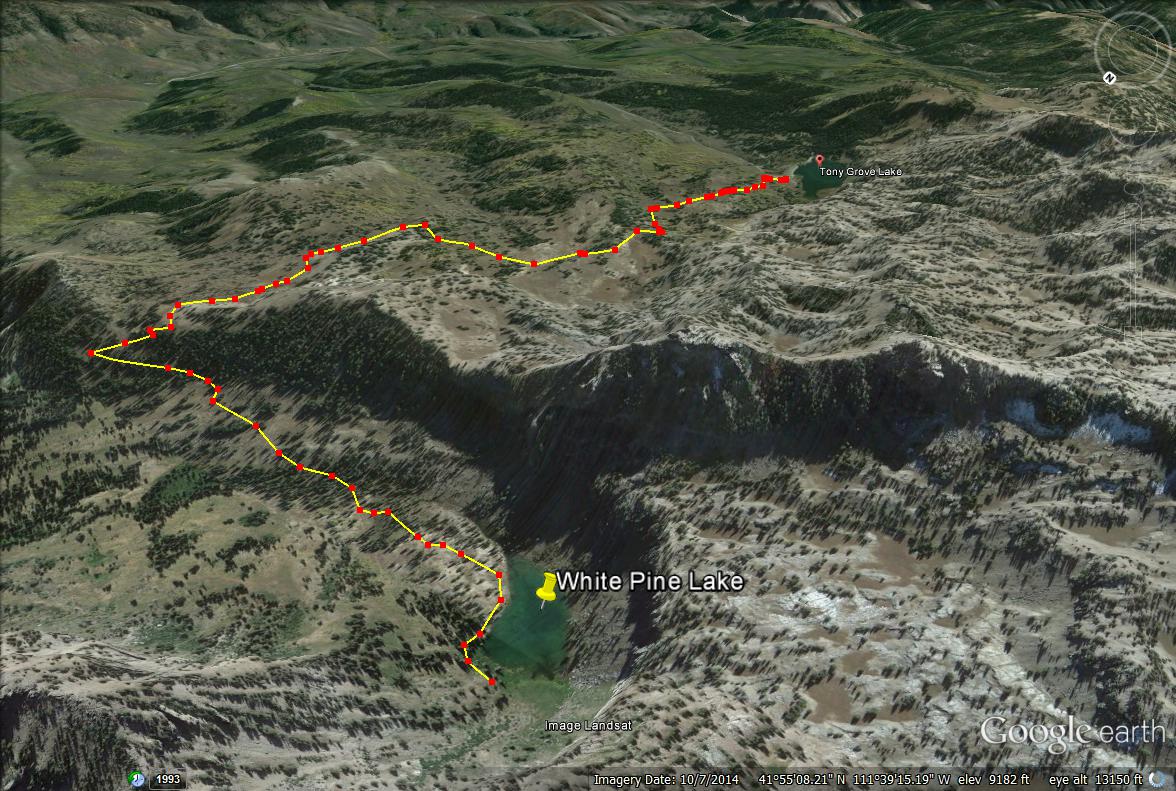 White Pine Lake, Logan Canyon trail map