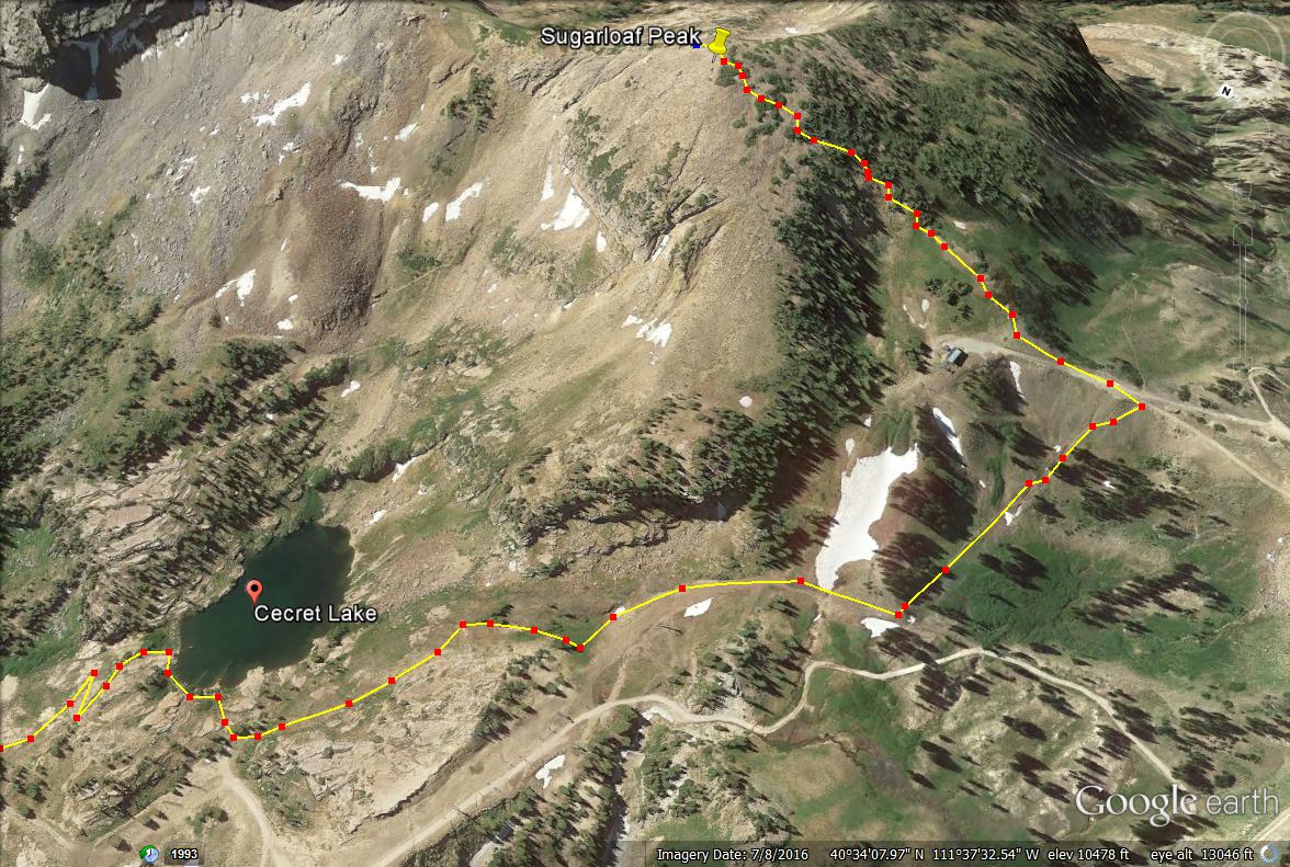 Cecret Lake & Sugarloaf Peak trail map