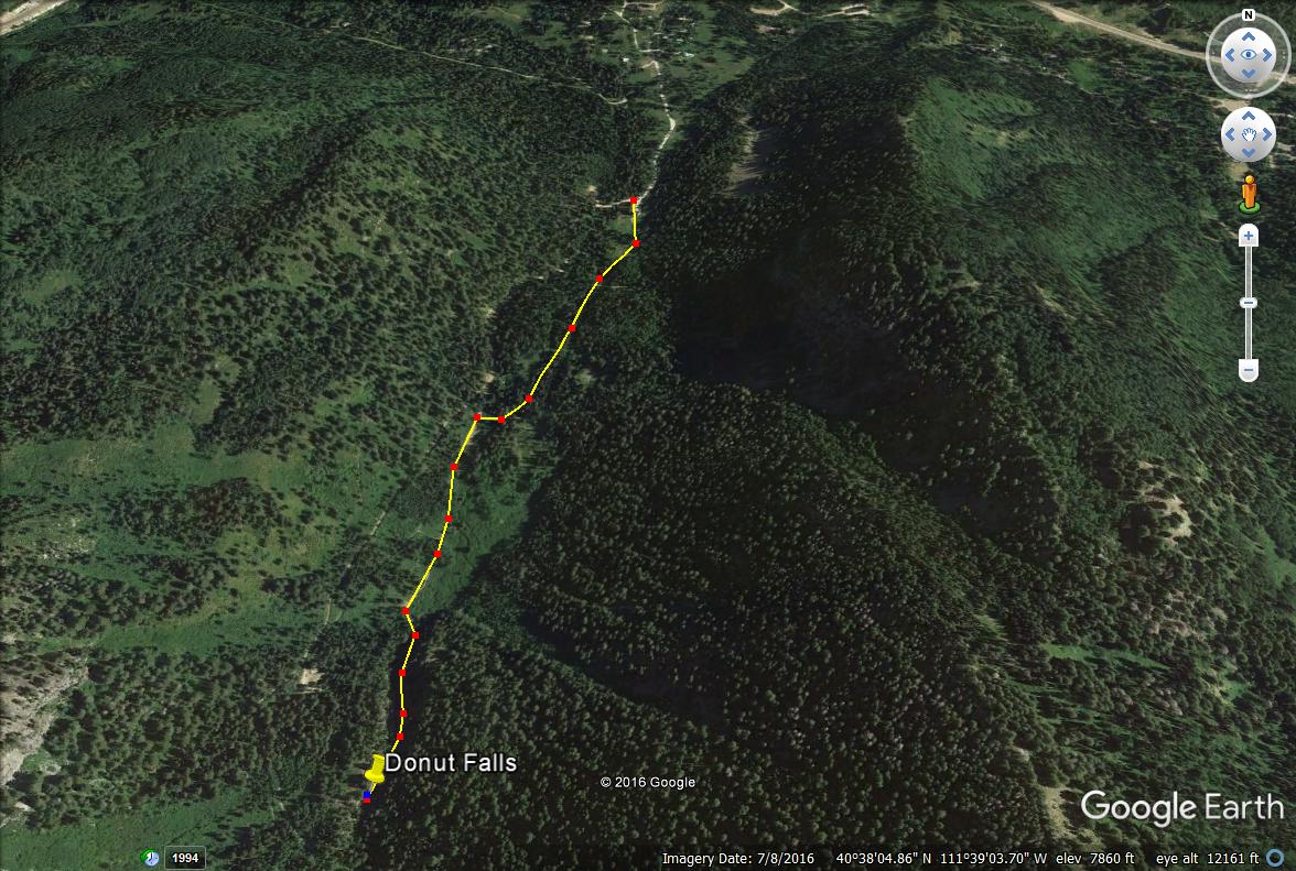 Hiking to Donut Falls trail map