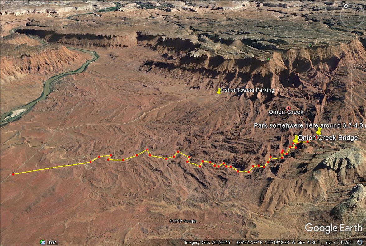 Onion Creek Narrows trail map