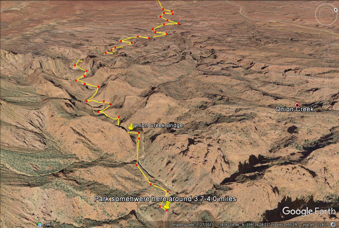 Onion Creek Narrows trail map