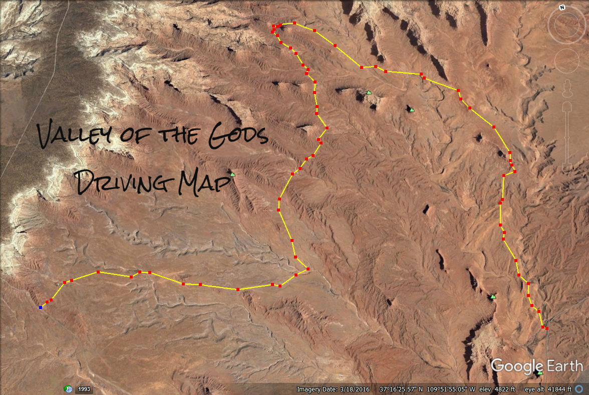 Valley of the Gods driving map