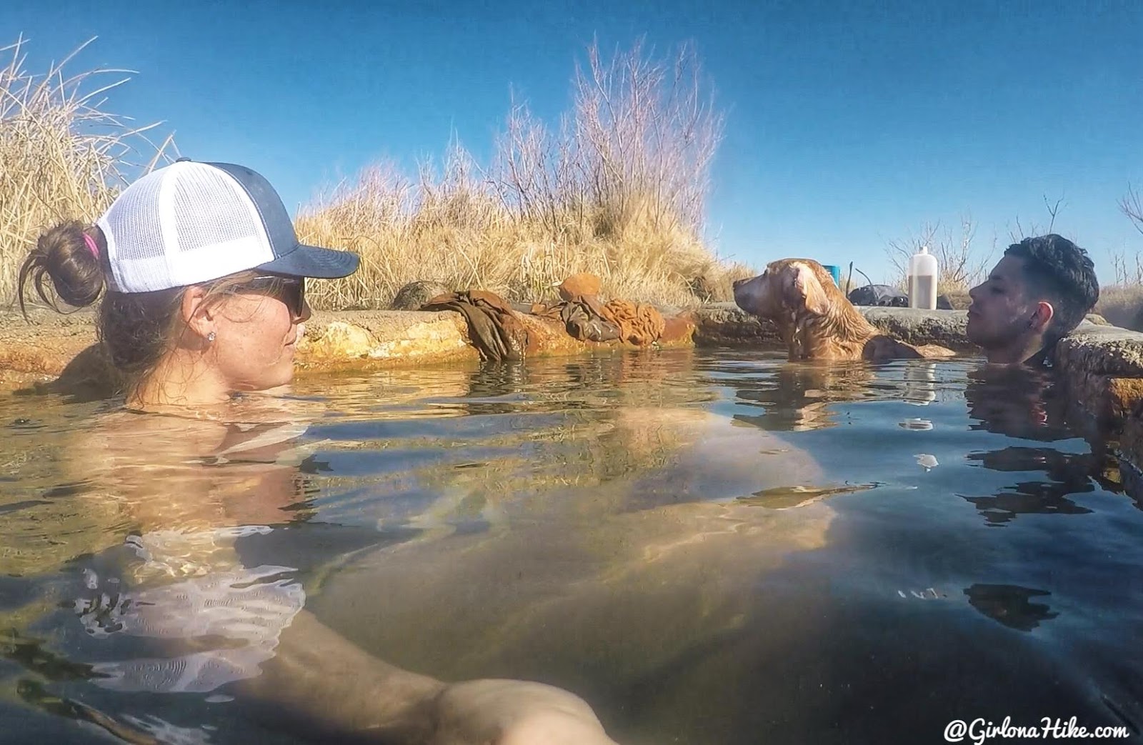 Soaking at Baker Hot Springs, Utah