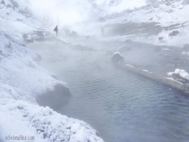 Hiking to 12 Mile (Bishop Creek) Hot Springs - in Winter!, Wells, Nevada Hot Springs, Hot Springs in Nevada