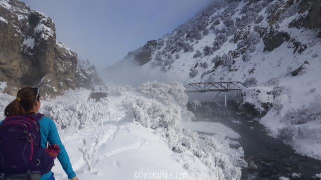 Hiking to 12 Mile (Bishop Creek) Hot Springs - in Winter!, Wells, Nevada Hot Springs, Hot Springs in Nevada