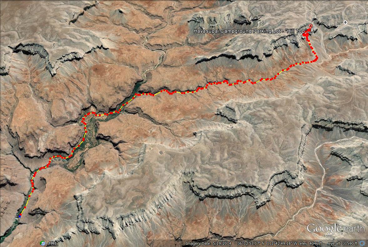 Havasu Falls trail map, Arizona