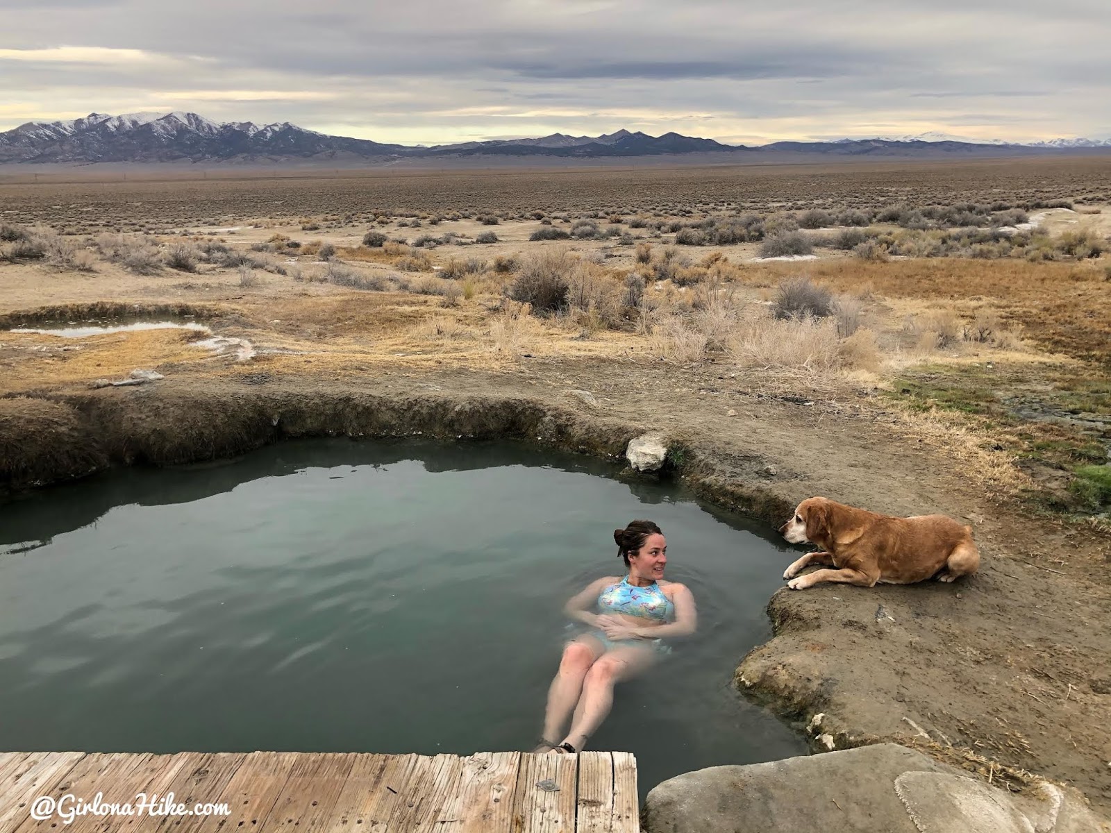 Soaking at Spencer Hot Springs, Nevada