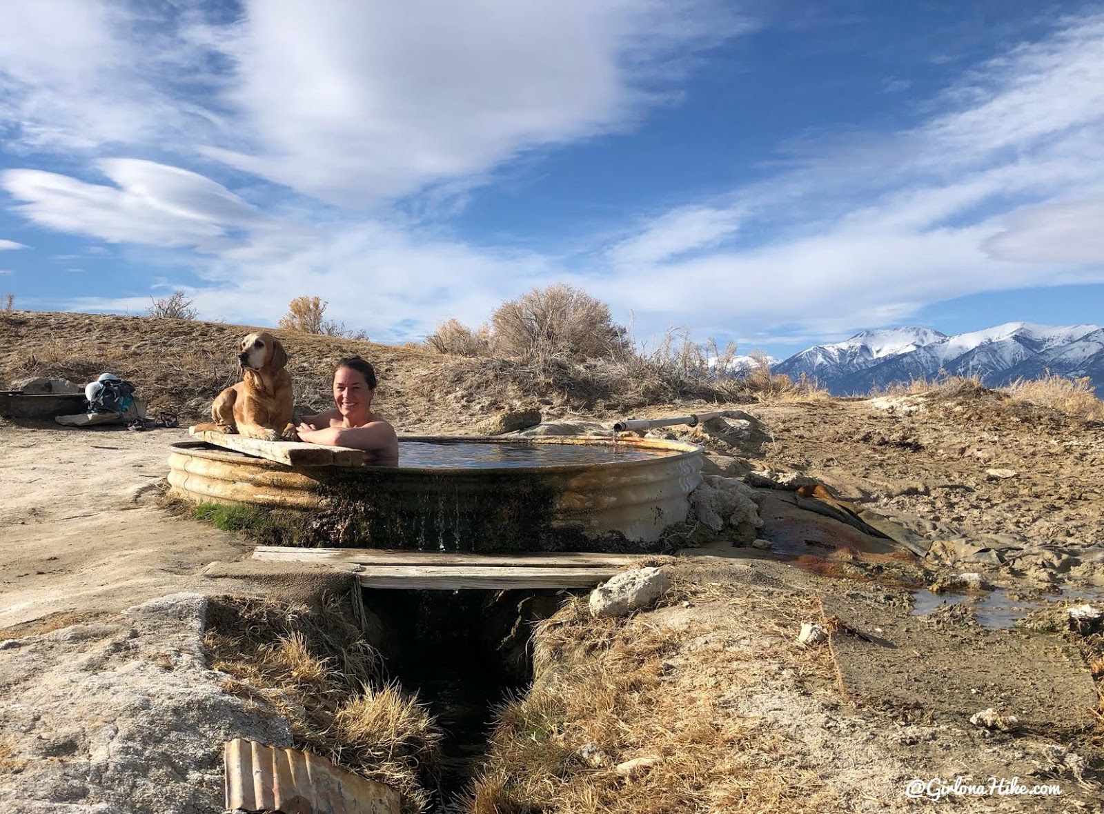 Soaking at Spencer Hot Springs, Nevada