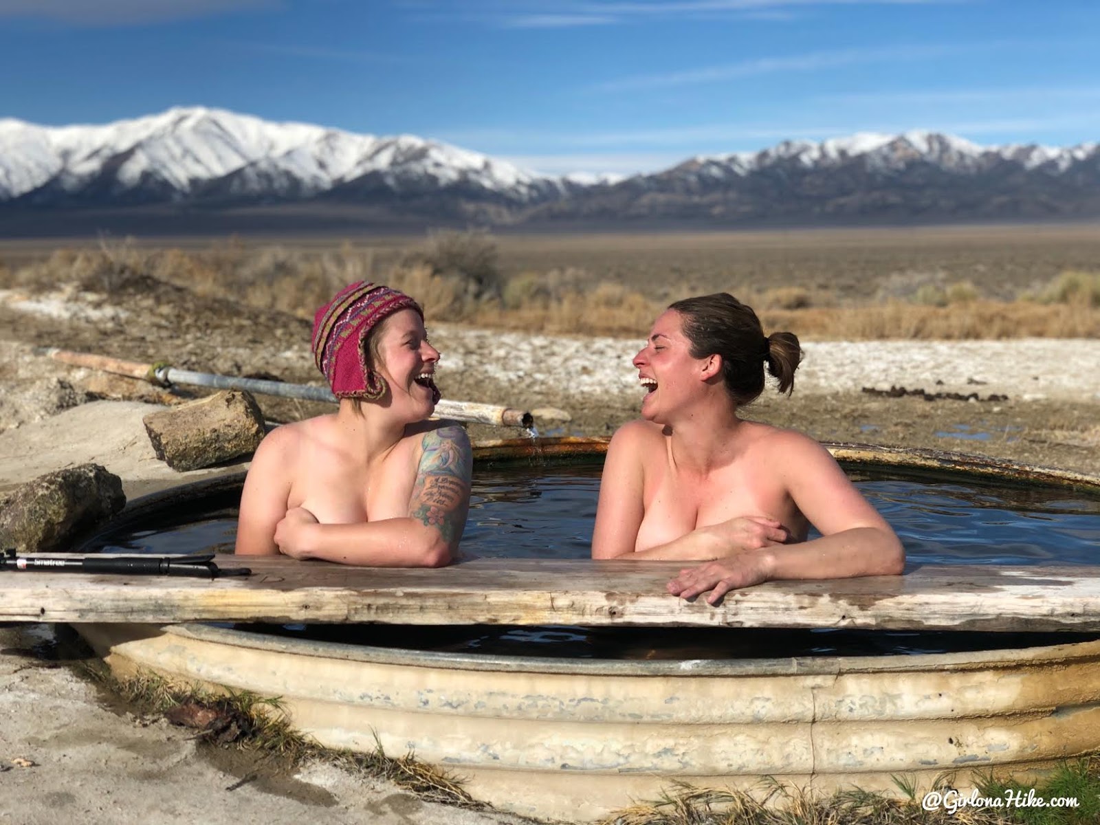 Soaking at Spencer Hot Springs, Nevada