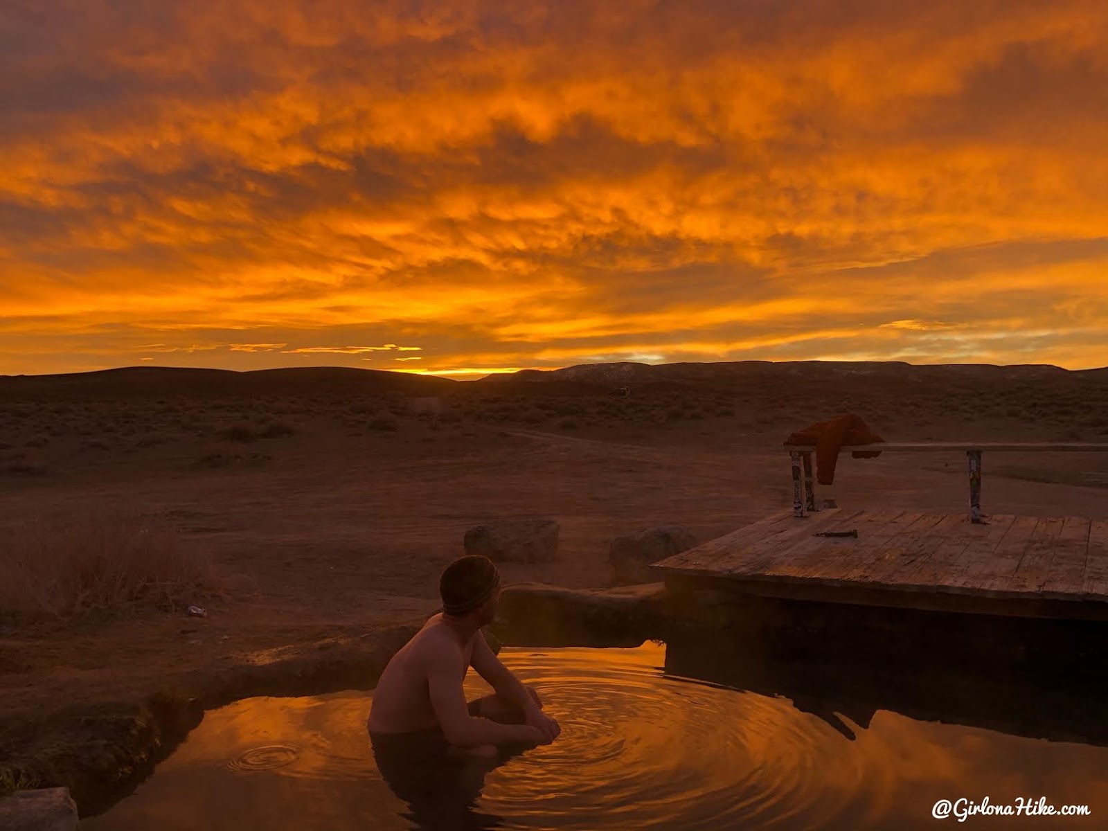 Soaking at Spencer Hot Springs, Nevada