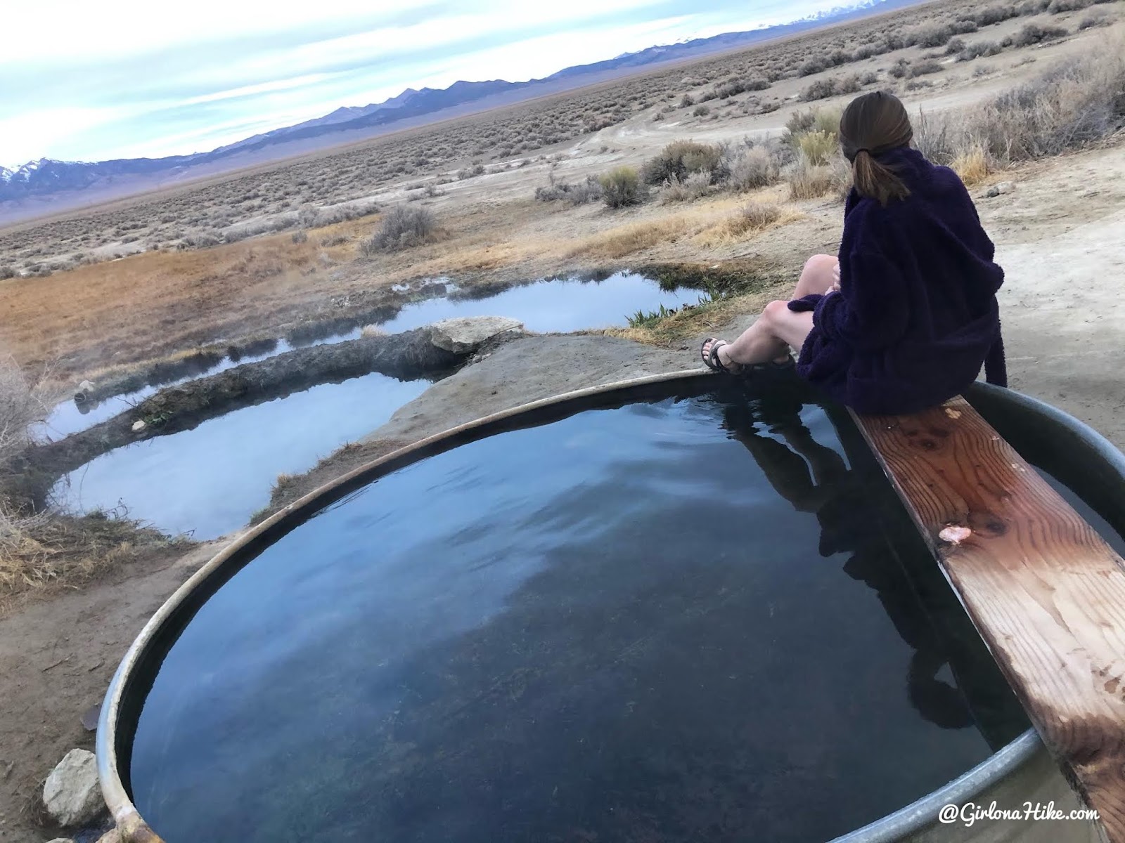 Soaking at Spencer Hot Springs, Nevada