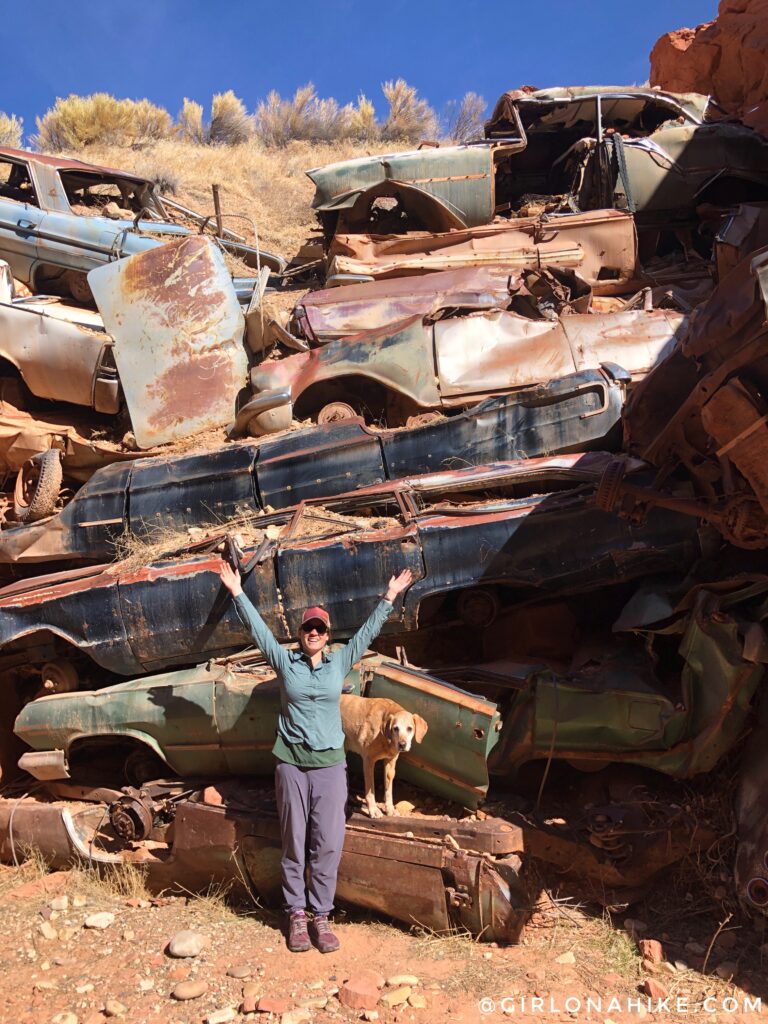 Hiking Catstair Canyon, Stacked Cars near Lake Powell