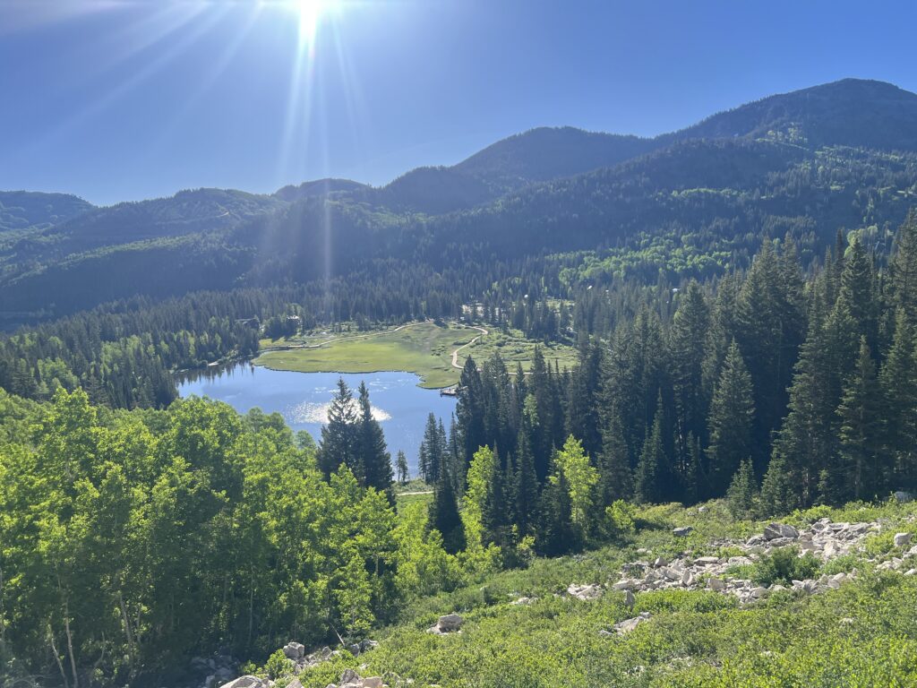 View looking down on Silver Lake from the Twin Lakes Trail