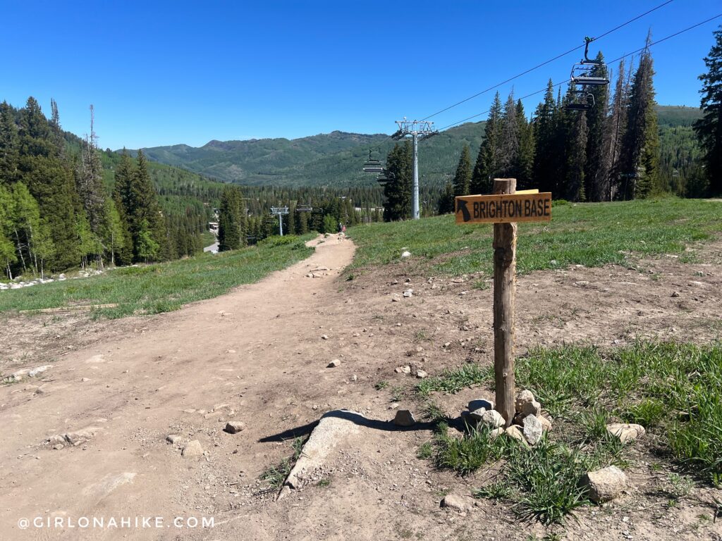 Brighton Lakes trail descending toward Brighton Ski Resort